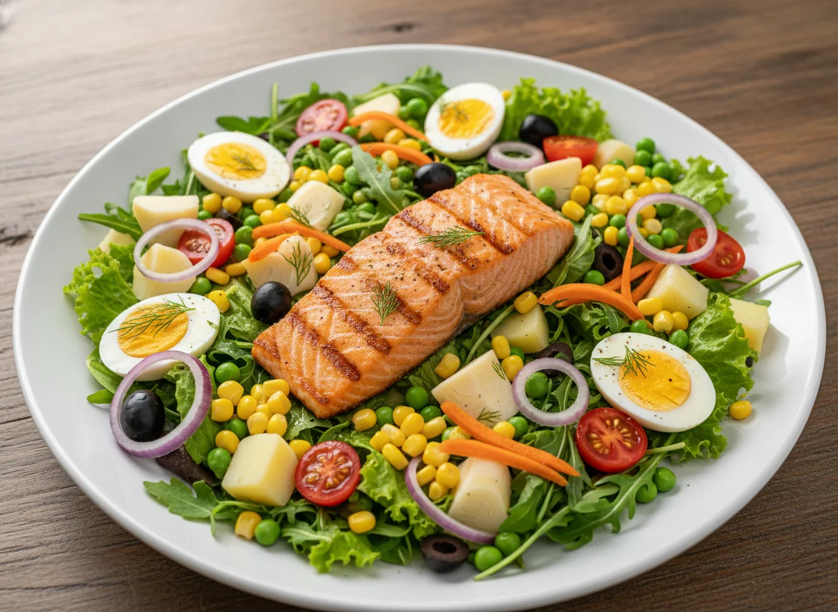 Salada com Salmão e Diversos Ingredientes photo