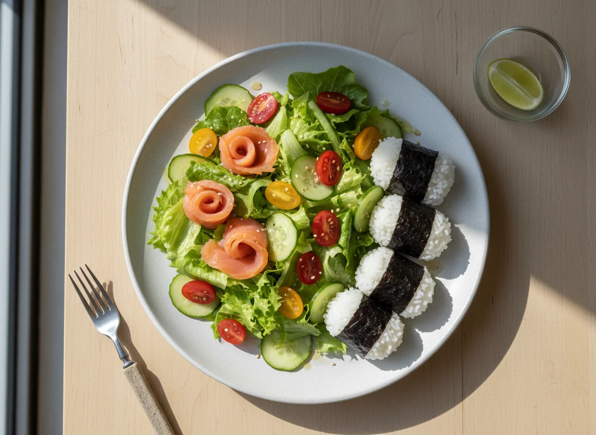 Salada com Salmão e Nori photo