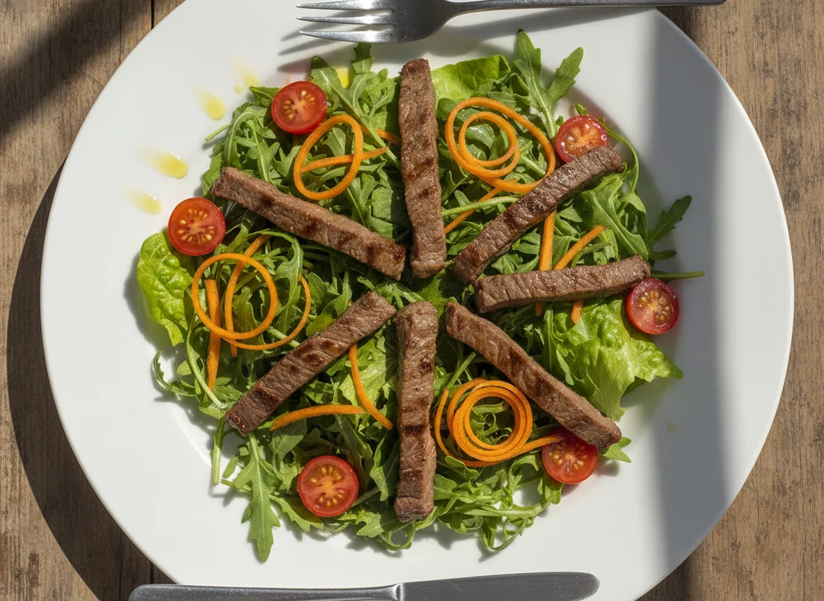 Salada com Tiras de Carne Grelhada photo