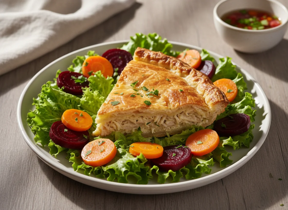 Salada com torta de frango photo