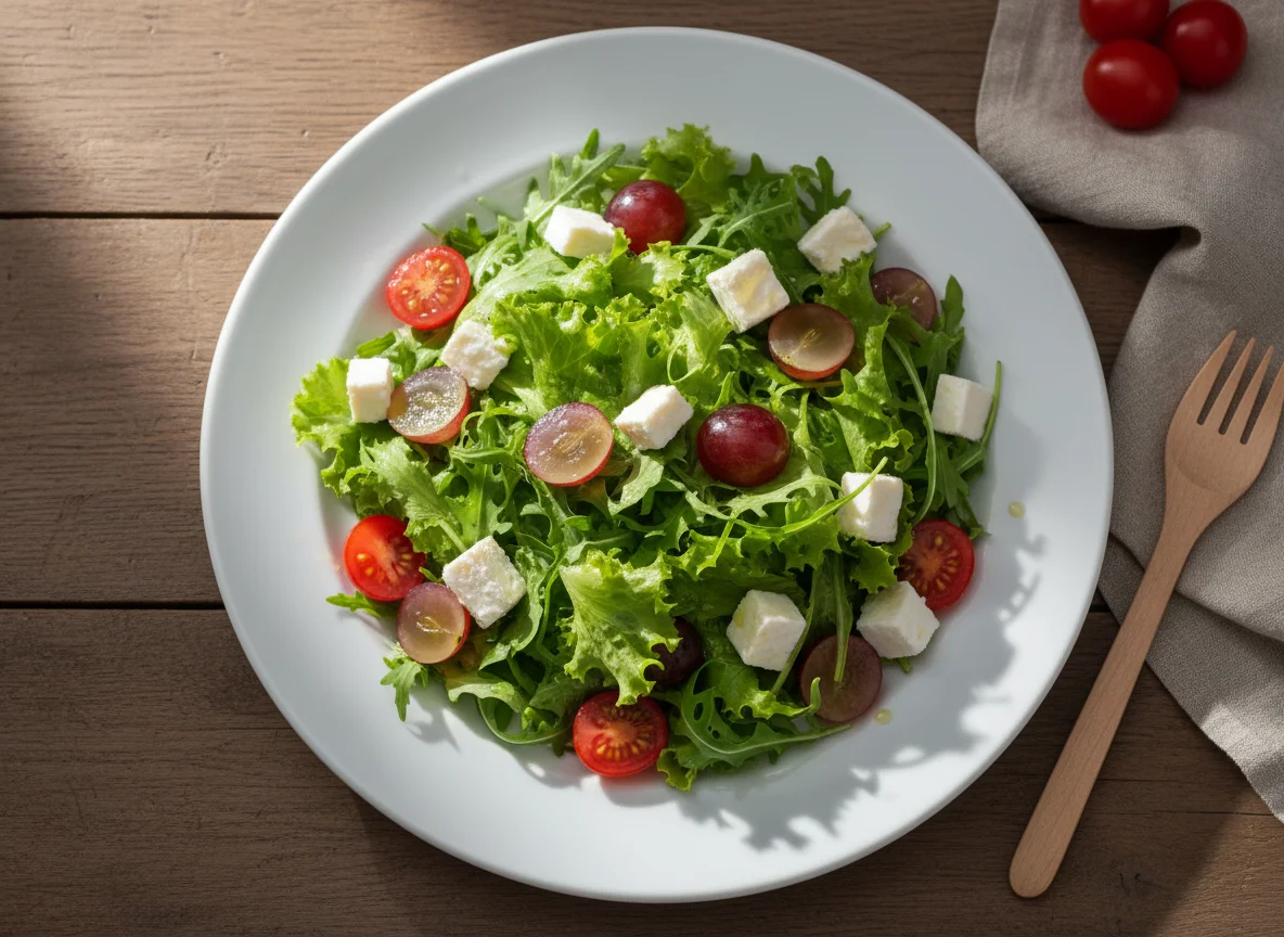 Salada com uvas e queijo photo