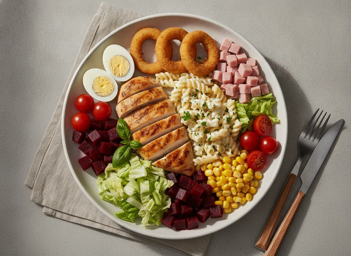 Salada Completa com Frango Grelhado e Macarrão photo