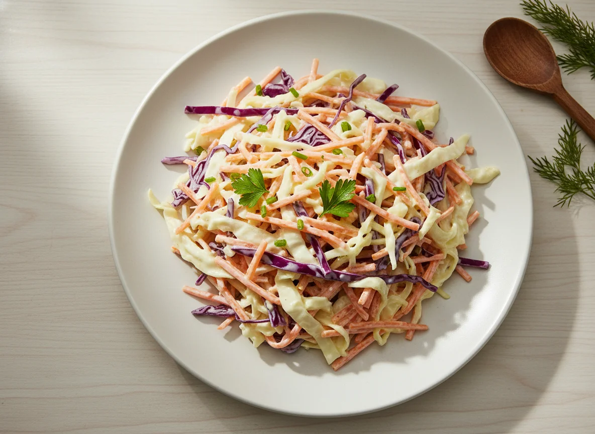 Salada cremosa de cenoura e repolho photo