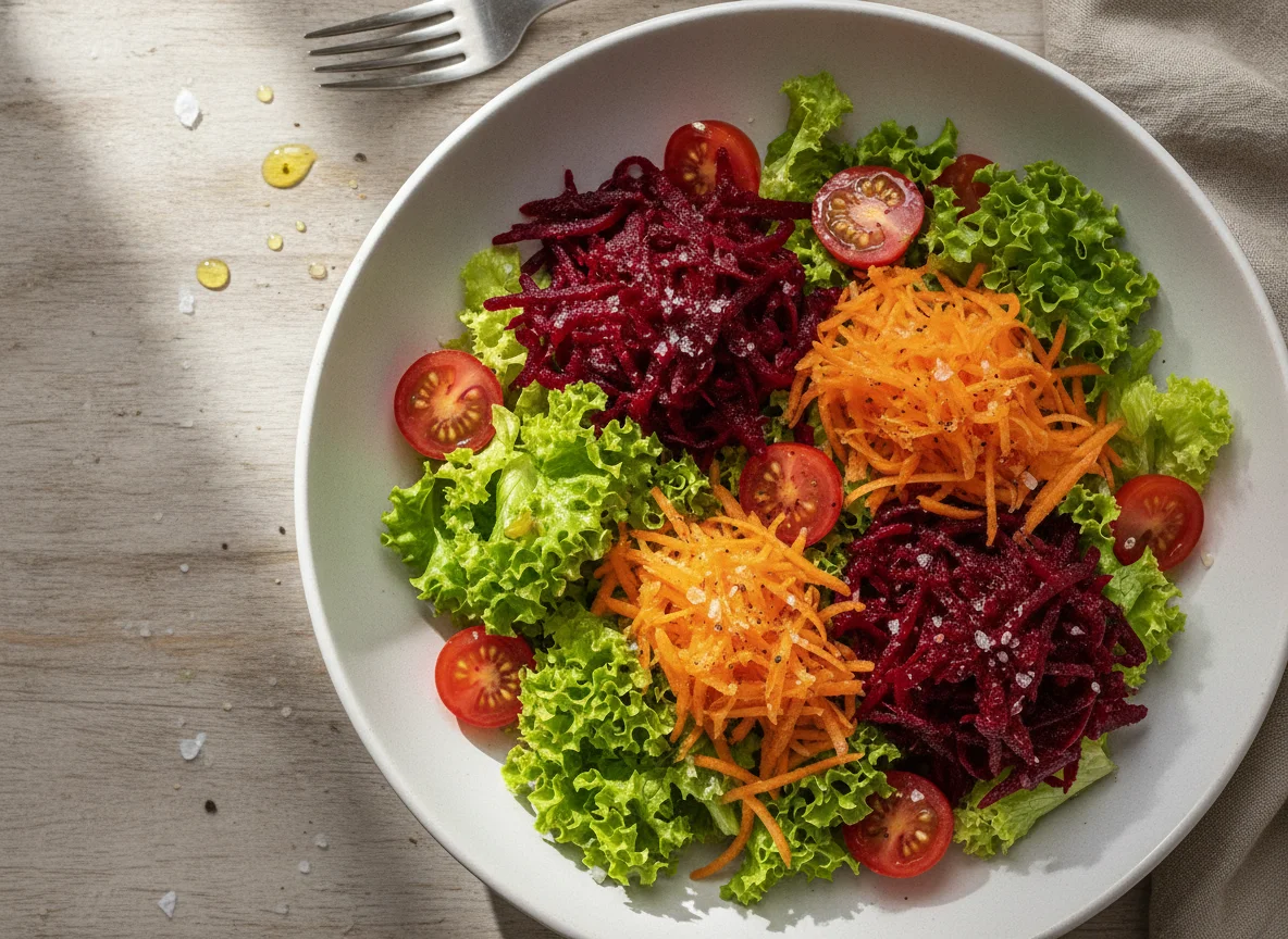 Salada de Alface, Beterraba, Cenoura e Tomate Cereja photo