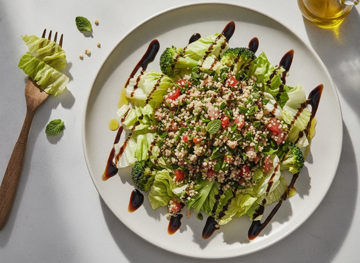 Salada de Alface, Brócolis e Tabule com Molho Balsâmico photo