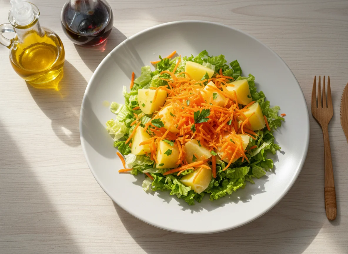 Salada de alface, cenoura e batata photo