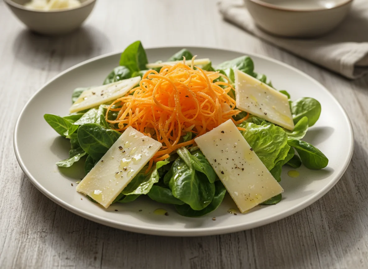 Salada de Alface, Cenoura e Queijo Gouda photo