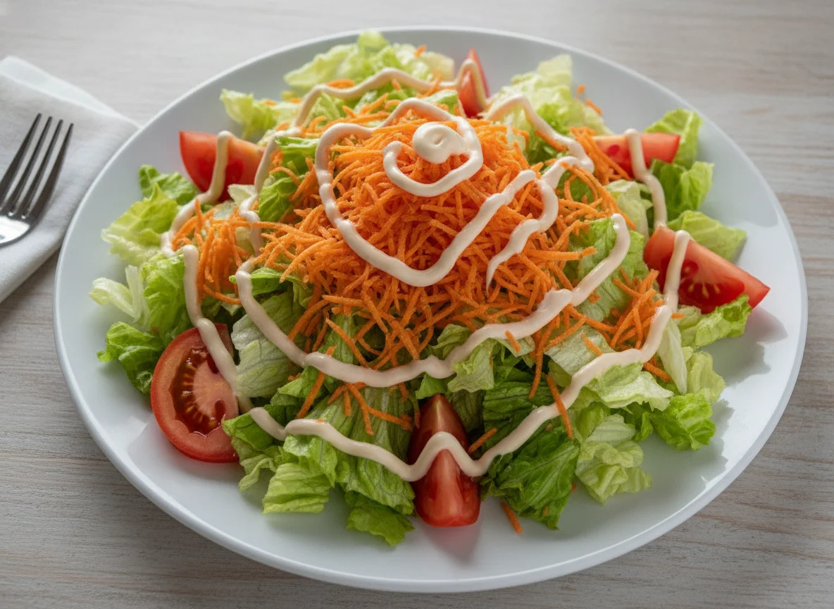 Salada de Alface, Cenoura e Tomate com Molho photo