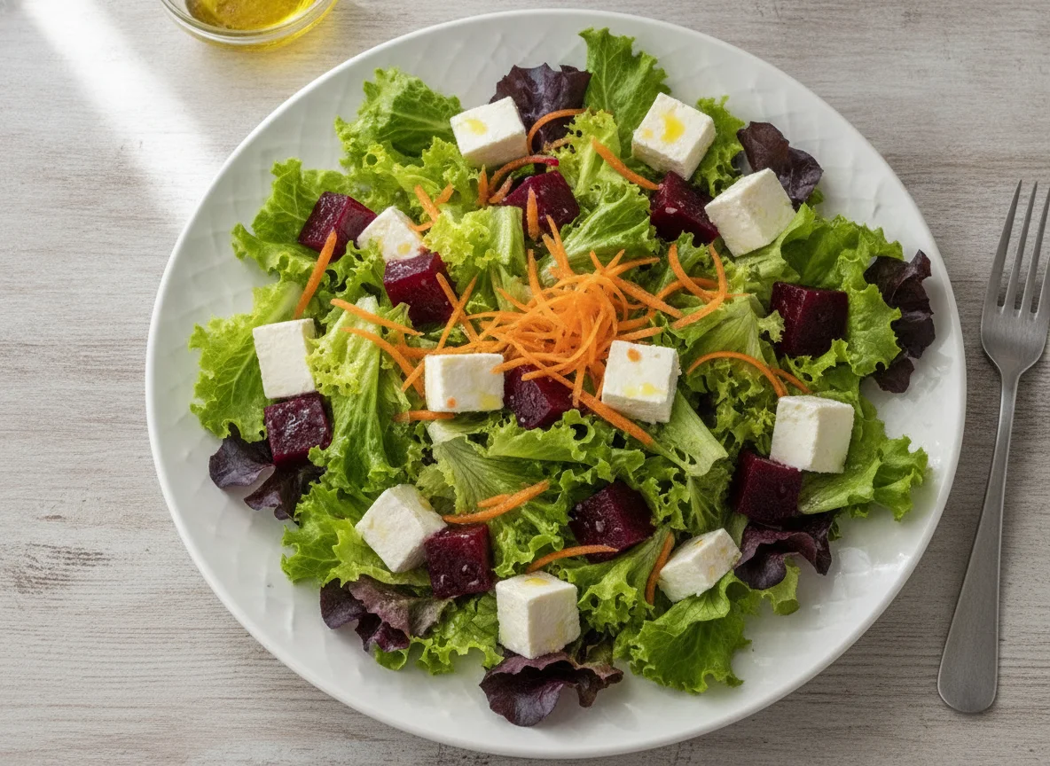 Salada de Alface com Beterraba e Queijo Branco photo