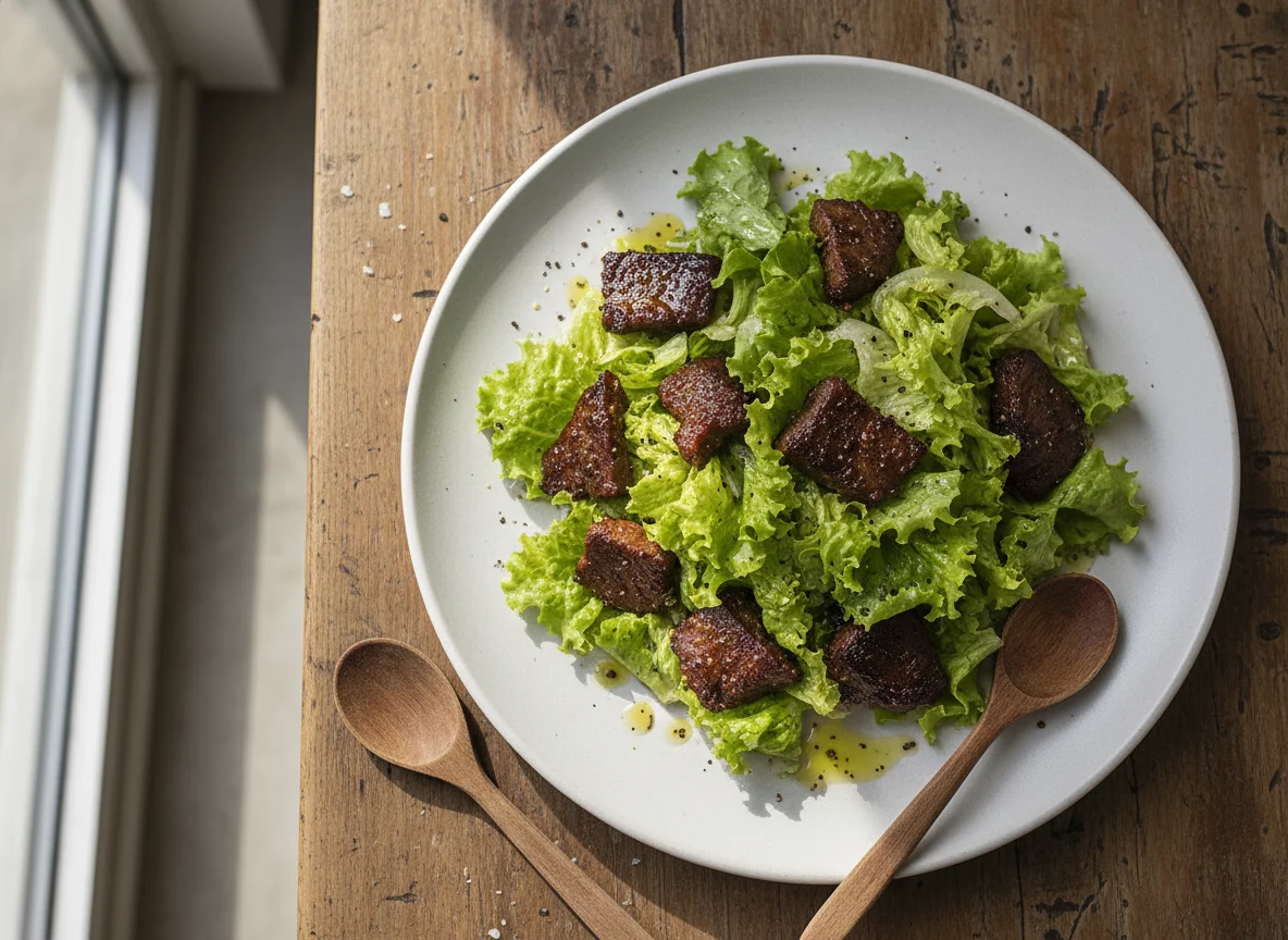Salada de Alface com Carne photo