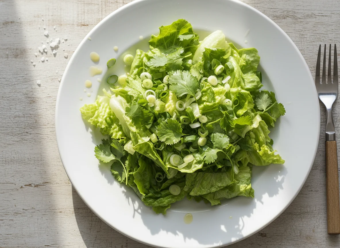 Salada de alface com cebolinha e coentro photo