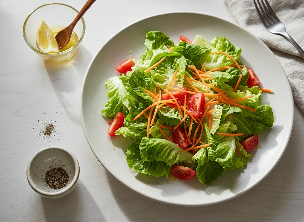 Salada de alface com cenoura e tomate photo
