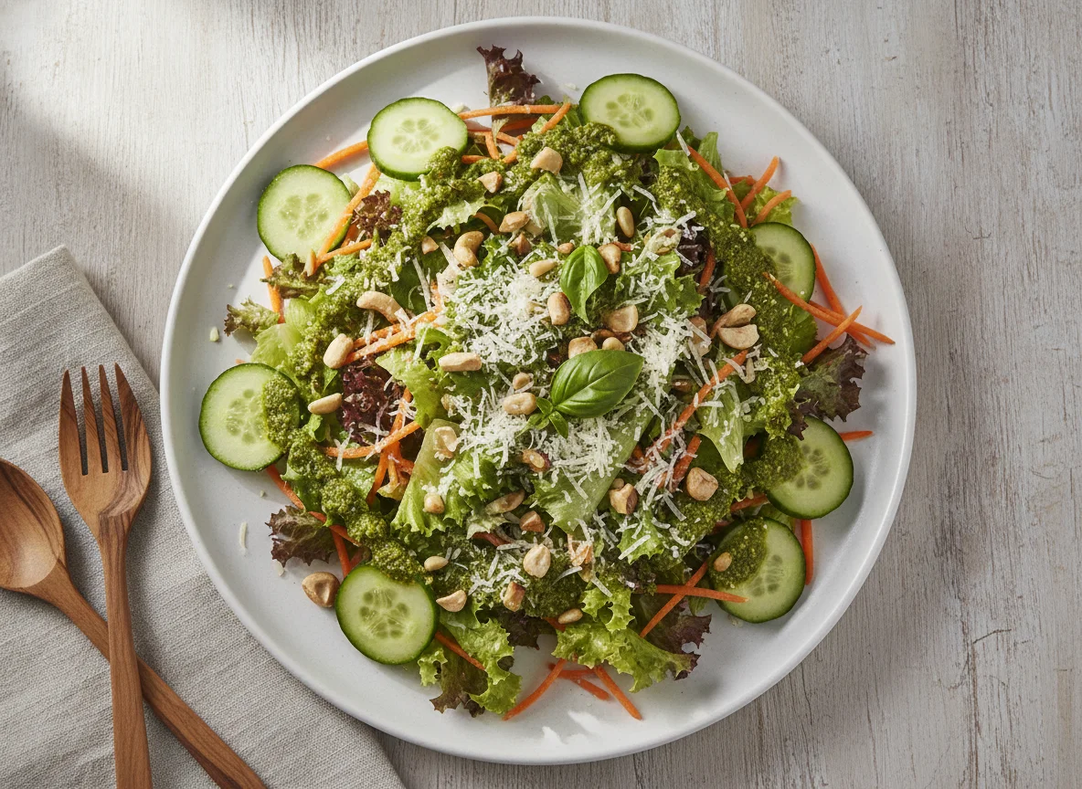 Salada de Alface com Cenoura, Pepino e Pesto photo