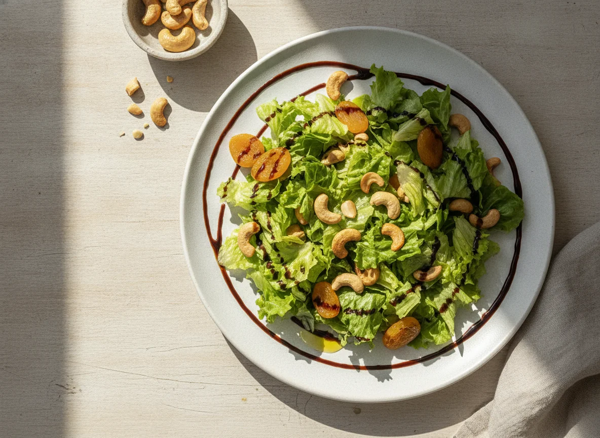 Salada de Alface com Damasco, Castanhas e Redução de Balsâmico photo