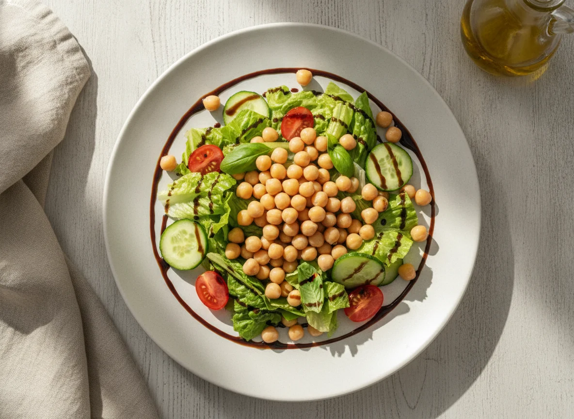 Salada de Alface com Grão-de-Bico e Molho Balsâmico photo