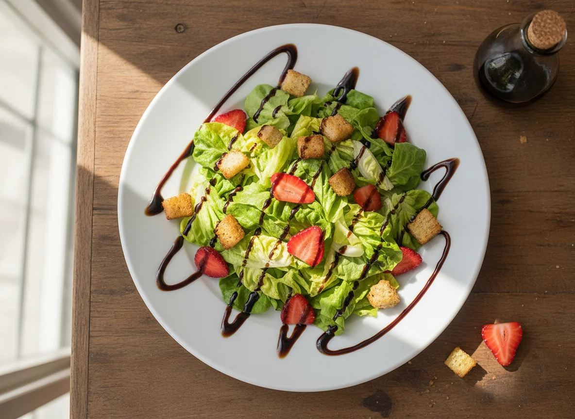 Salada de Alface com Morango e Croutons photo