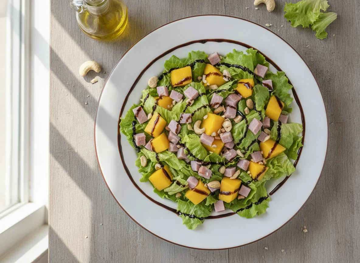 Salada de Alface com Presunto e Manga photo