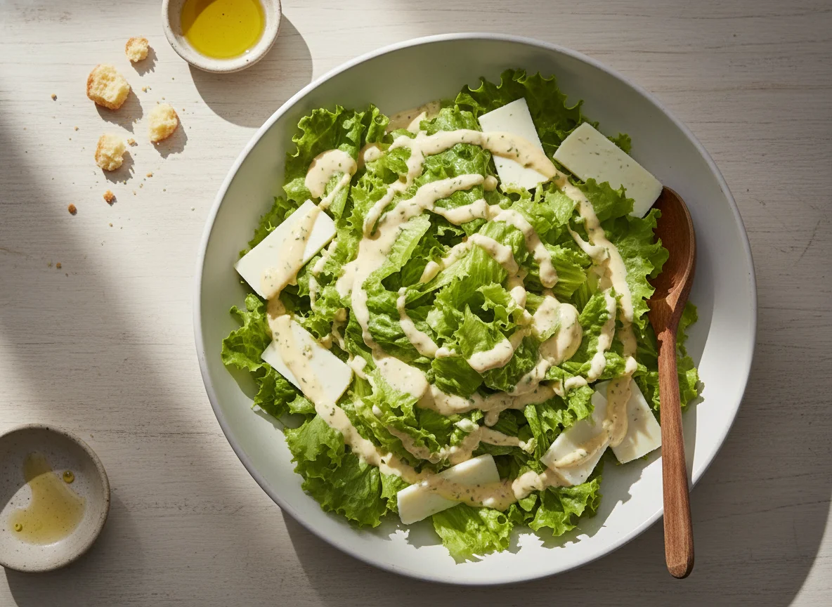 Salada de Alface com Queijo e Molho photo