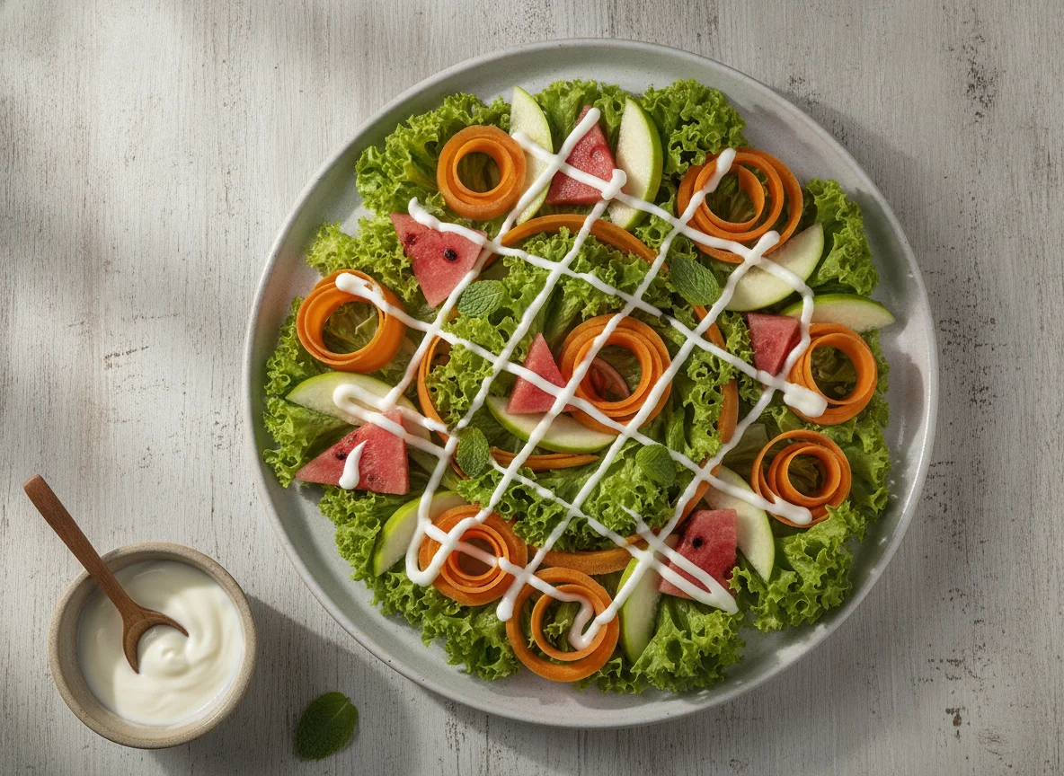 Salada de Alface e Cenoura com Frutas Tropicais photo