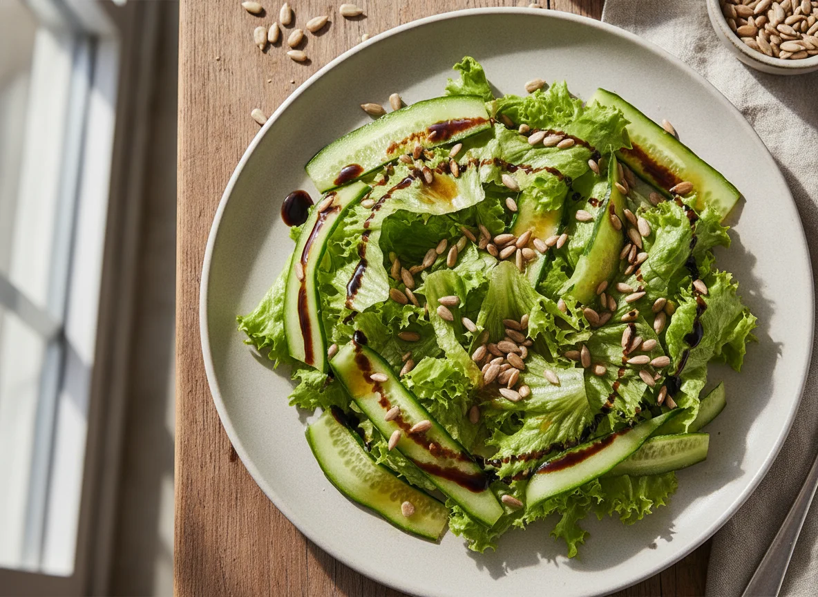 Salada de Alface e Pepino com Molho photo