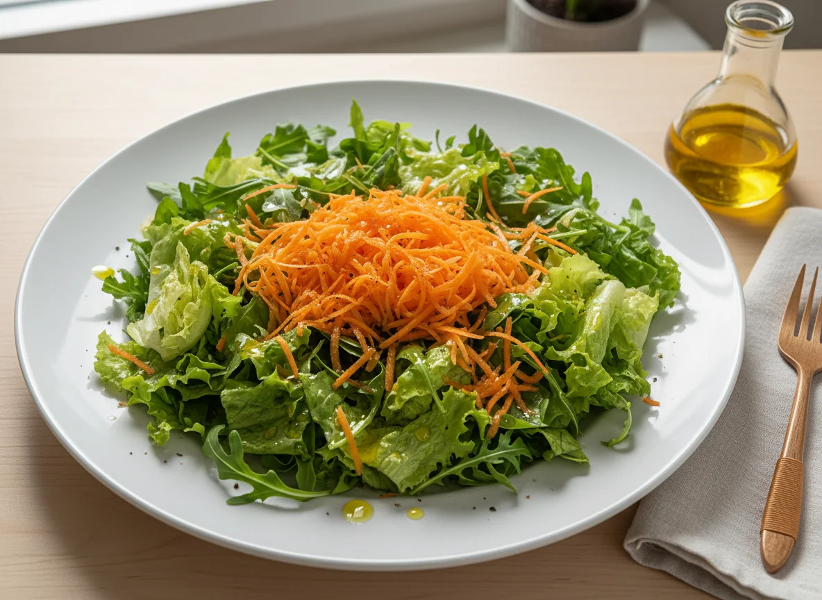 Salada de alface e rúcula com cenoura photo