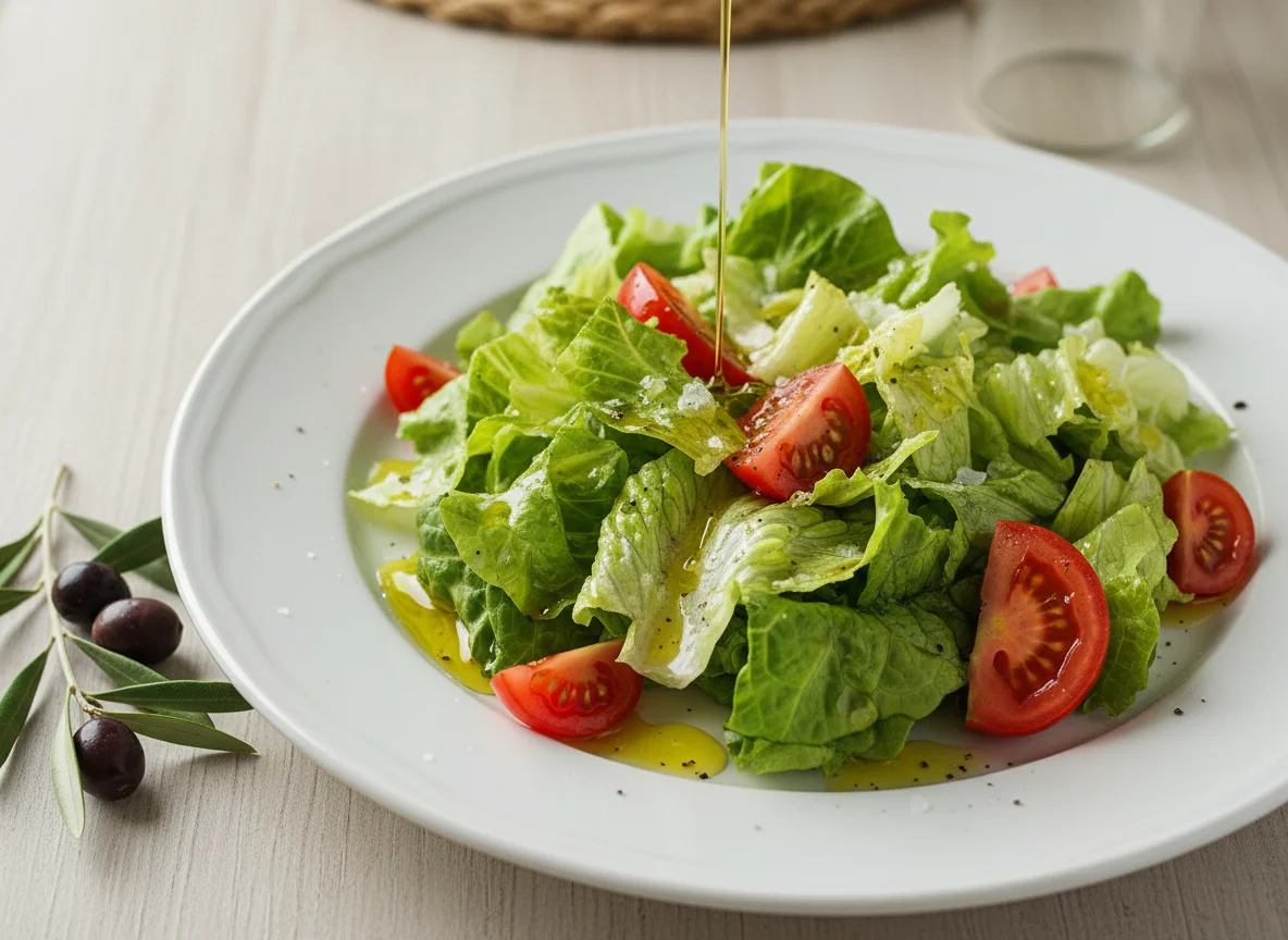 Salada de alface e tomate com azeite photo