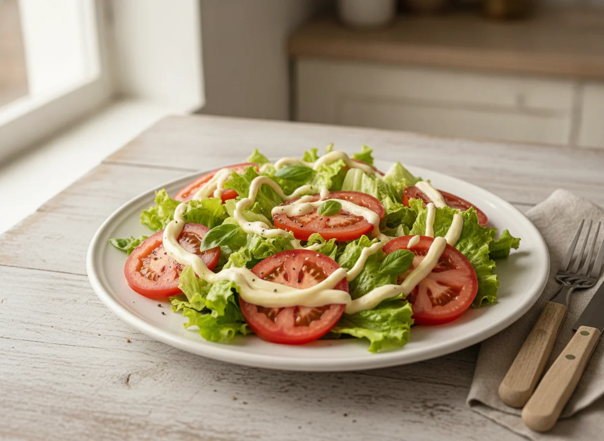 Salada de Alface e Tomate com Molho photo