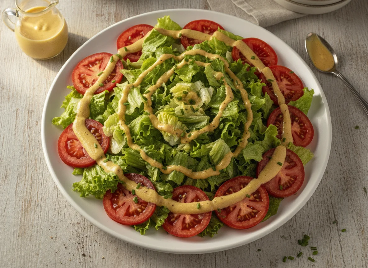 Salada de Alface e Tomate com Molho de Mostarda e Mel photo