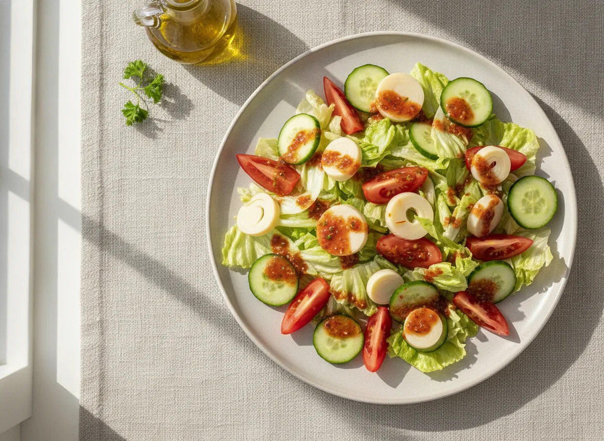 Salada de Alface, Palmito, Pepino e Tomate photo