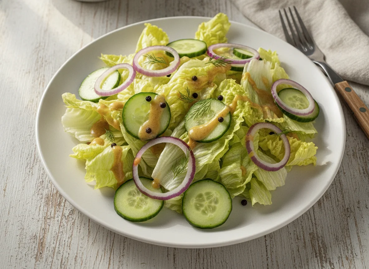 Salada de Alface, Pepino e Cebola Roxa photo
