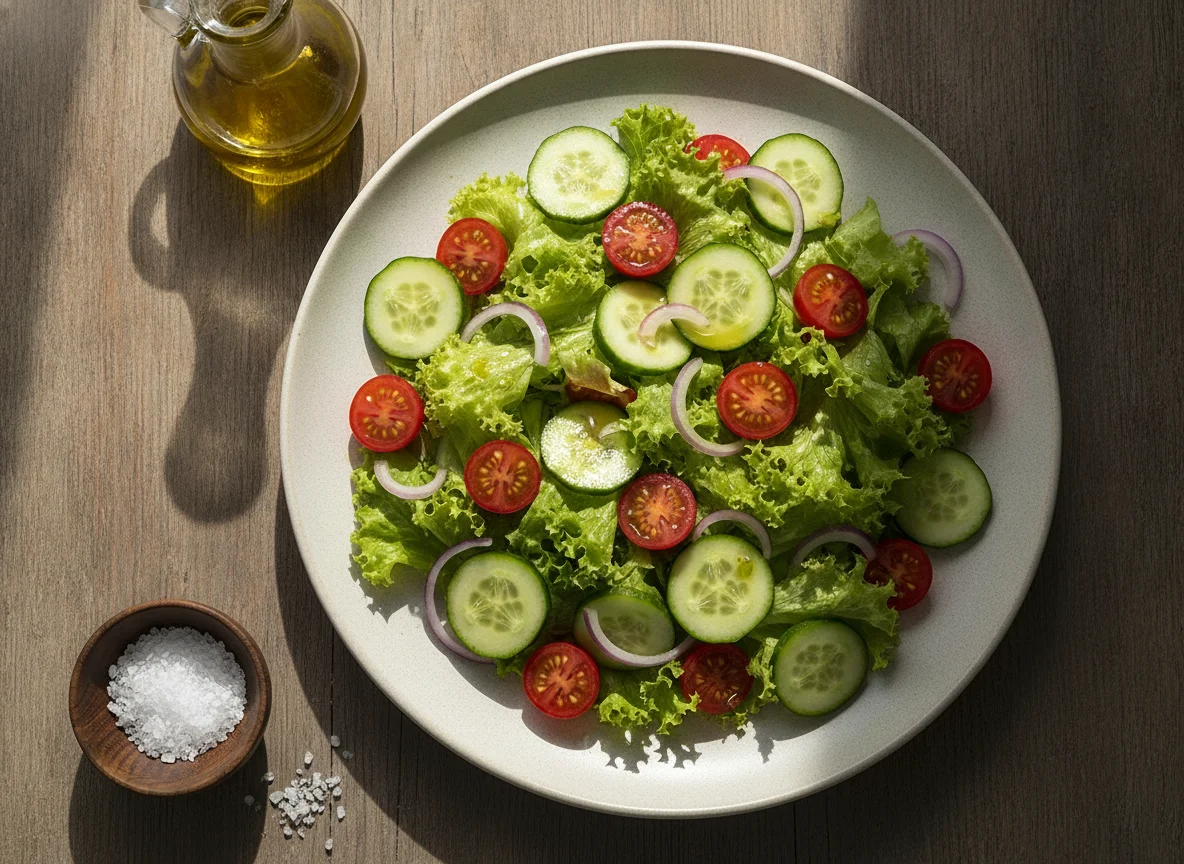 Salada de Alface, Pepino e Tomate Cereja photo