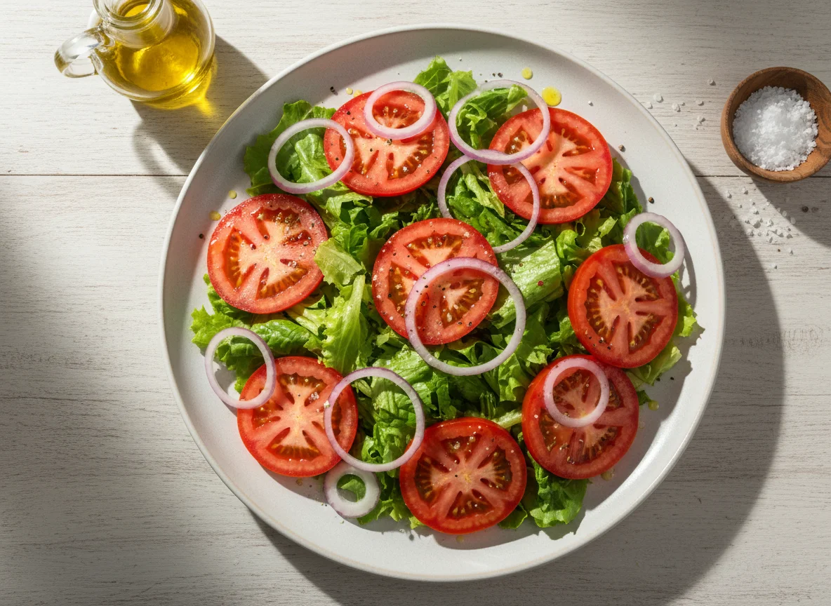 Salada de alface, tomate e cebola photo