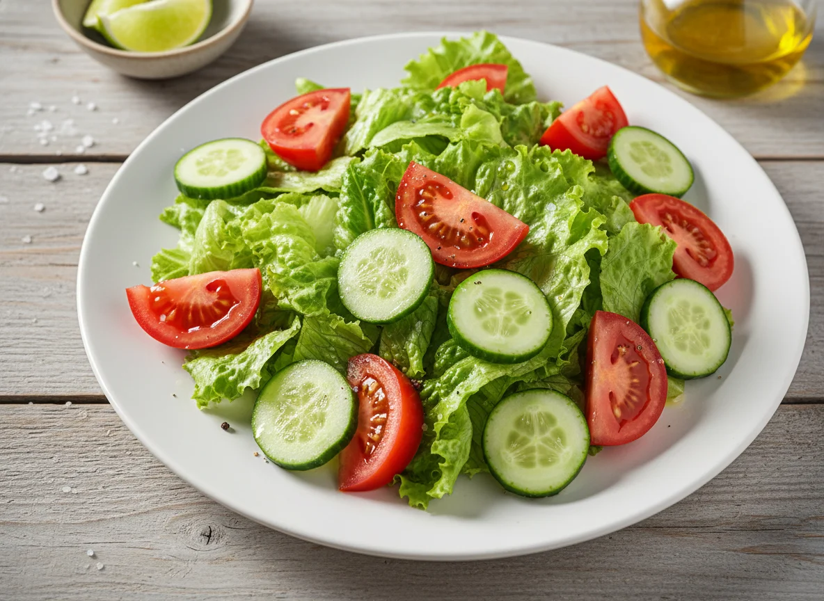 Salada de alface, tomate e pepino photo