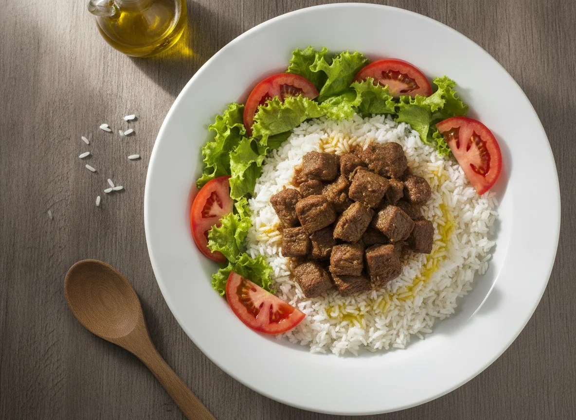 Salada de Arroz com Carne e Vegetais photo