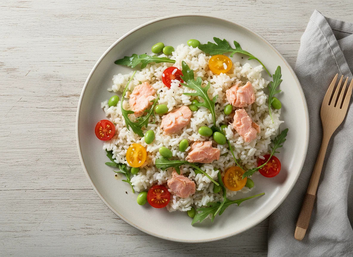 Salada de Arroz com Salmão e Edamame photo
