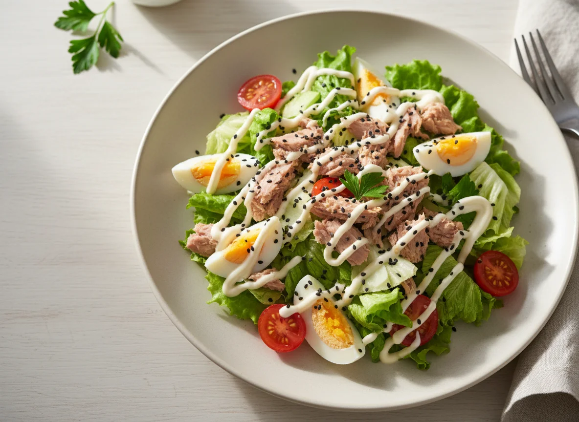 Salada de Atum com Alface e Gergelim photo