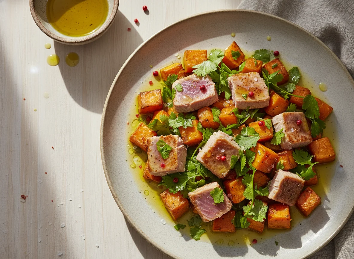 Salada de Atum com Batata Doce e Azeite photo