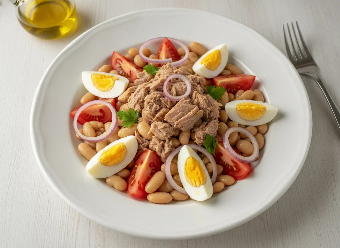 Salada de Atum com Feijão e Ovo photo