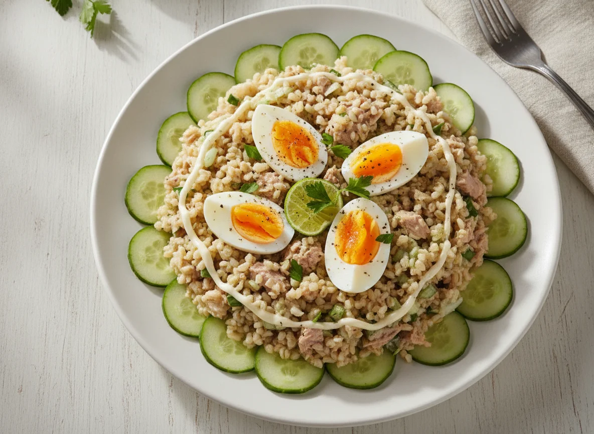 Salada de Atum e Ovo com Bulgur e Pepino photo