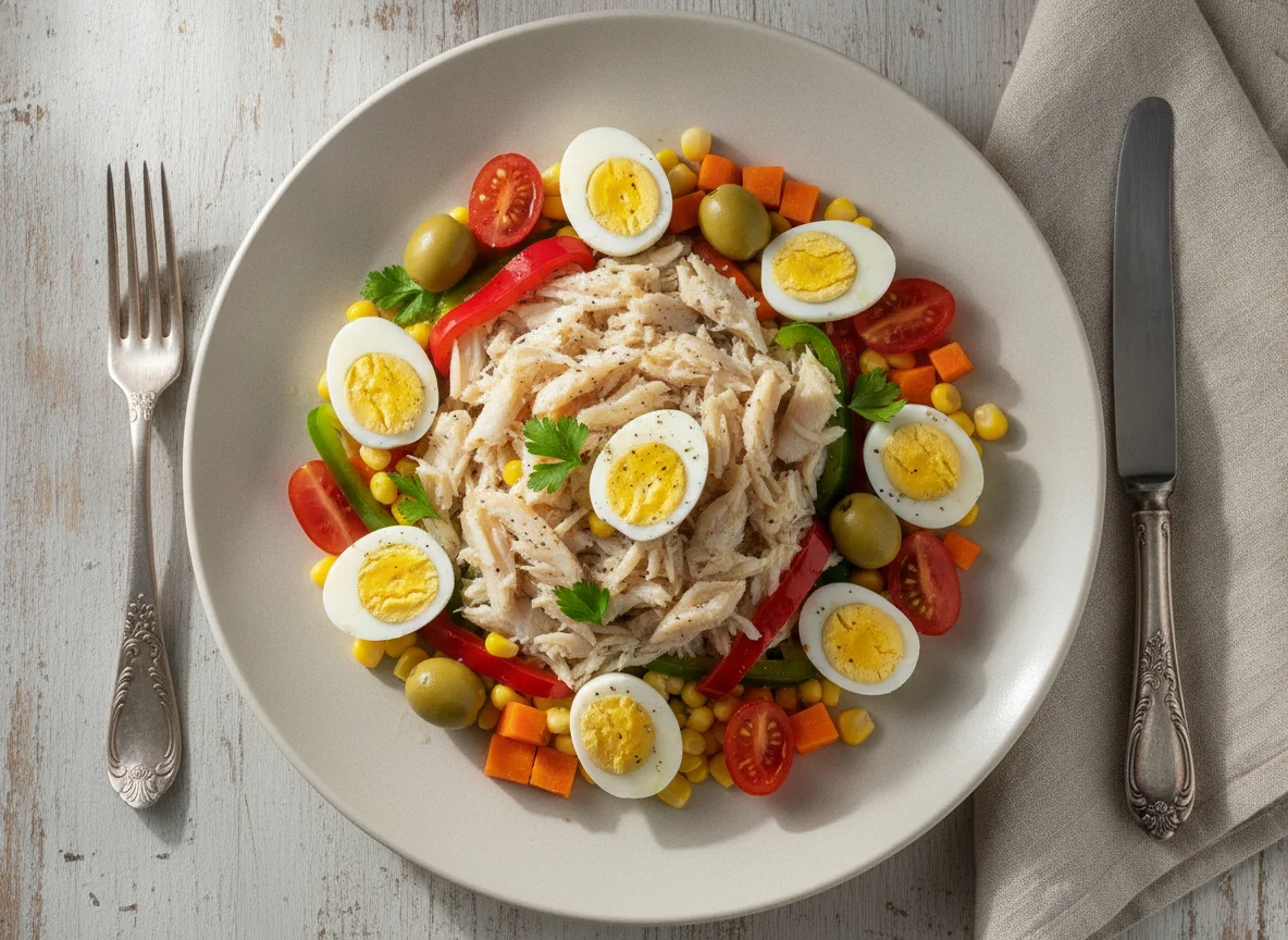Salada de Bacalhau com Ovos de Codorna e Vegetais photo
