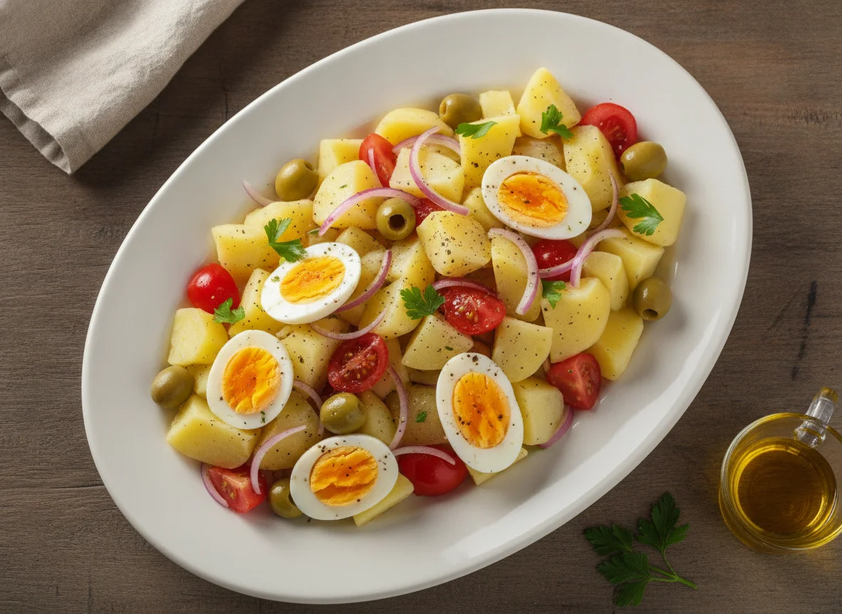 Salada de Batata com Ovos e Tomate photo