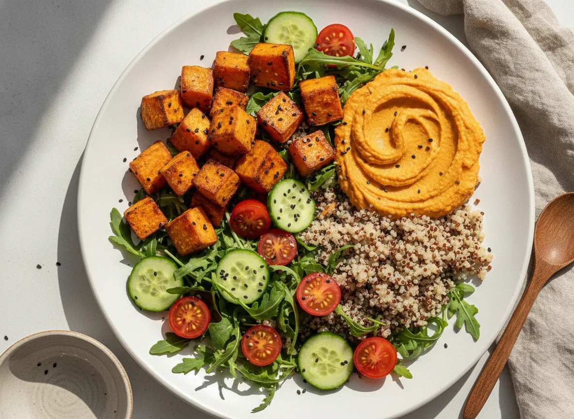 Salada de Batata Doce com Húmus de Cenoura photo