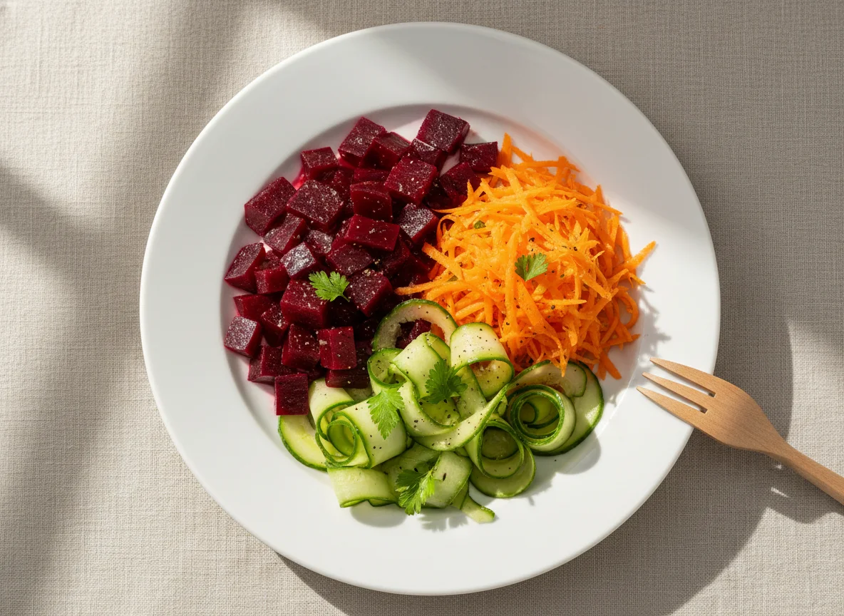 Salada de beterraba, cenoura e pepino photo