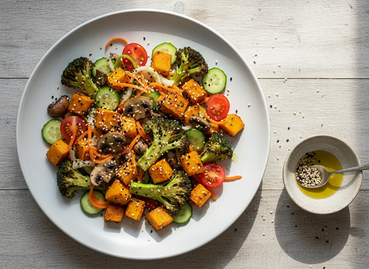 Salada de brócolis e abóbora assada photo