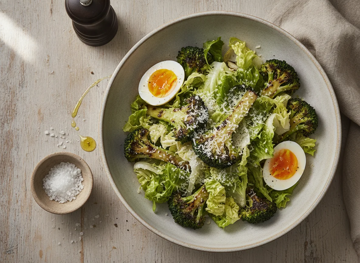 Salada de Brócolis Grelhado, Alface e Ovos Cozidos photo