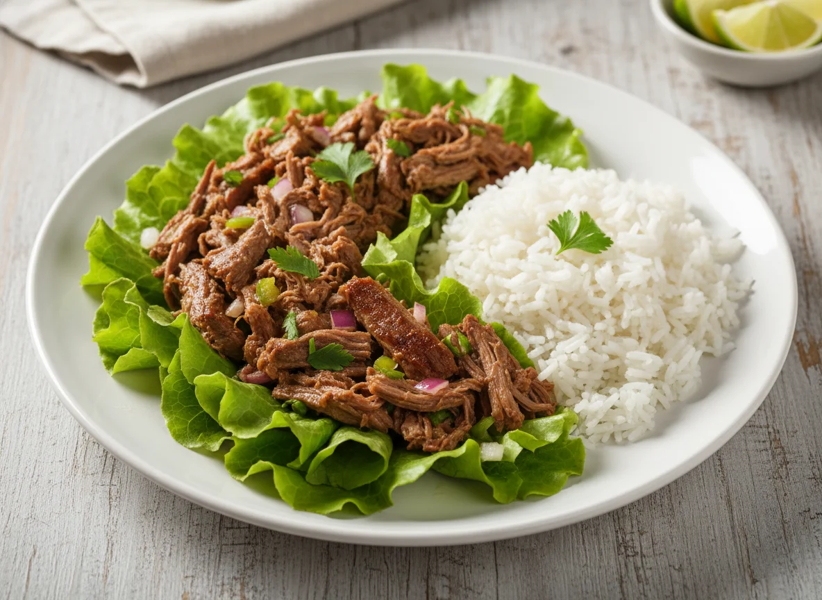Salada de carne com arroz photo