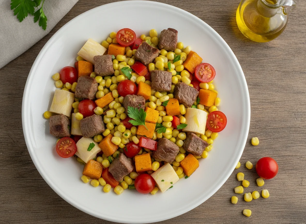 Salada de Carne com Legumes e Milho photo
