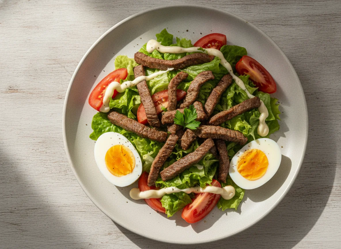 Salada de Carne com Ovo e Tomate photo