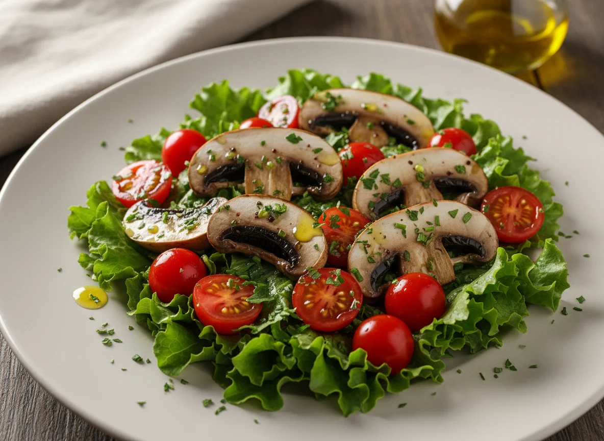 Salada de cogumelos e tomate cereja photo