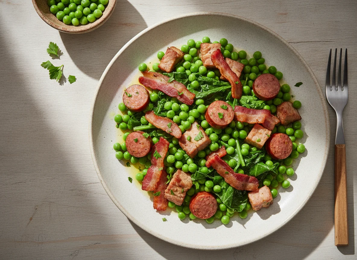 Salada de Ervilha com Charcutaria e Vegetais Cozidos photo